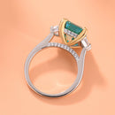 Stylishwe ユニーク 4.5カラット パライバトルマリン アッシャーカット 3つストーン スターリングシルバー レディース 婚約指輪 - stylish we