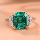 Stylishwe ユニーク 4.5カラット パライバトルマリン アッシャーカット 3つストーン スターリングシルバー レディース 婚約指輪 - stylish we