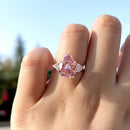Stylishwe Elegant 4.0 Carat Pear Shape Pink Sapphire Women's Engagement Ring 