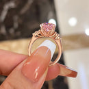 Stylishwe Elegant 4.0 Carat Pear Shape Pink Sapphire Women's Engagement Ring 