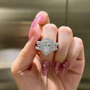 Stylishwe 2.0カラット エターニティー ダブル ヘイロー ペアーカット 3PC 指輪セット