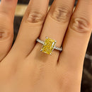 Stylishwe 3.3カラット イエローサファイア ラディアント カット 婚約指輪 スターリングシルバー - stylish we