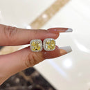 Stylishwe 2.0カラット イエローサファイア ヘイロー ピアス