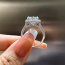 Stylishwe 5.0カラット ホワイトゴールド クッションカット ヘイロー 婚約指輪