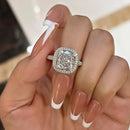 Stylishwe 5.0カラット ホワイトゴールド クッションカット ヘイロー 婚約指輪