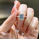 Stylishwe 3.0 Carat Blue Sapphire Oval Cut Engagement Ring 