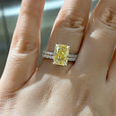 Stylishwe 3.3カラット エレガント イエローストーン ラディアントカット 2連 セットリング