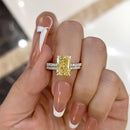 Stylishwe 3.3カラット エレガント イエローストーン ラディアントカット 2連 セットリング