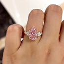 Stylishwe Elegant 4.0 Carat Pear Shape Pink Sapphire Women's Engagement Ring 