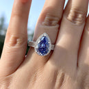 Stylishwe  豪華 3.0カラット アクアマリンブルー ペアカット 婚約指輪