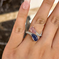 Stylishwe ゴージャス  ツートーン 4.0カラット 合成サファイア  婚約指輪