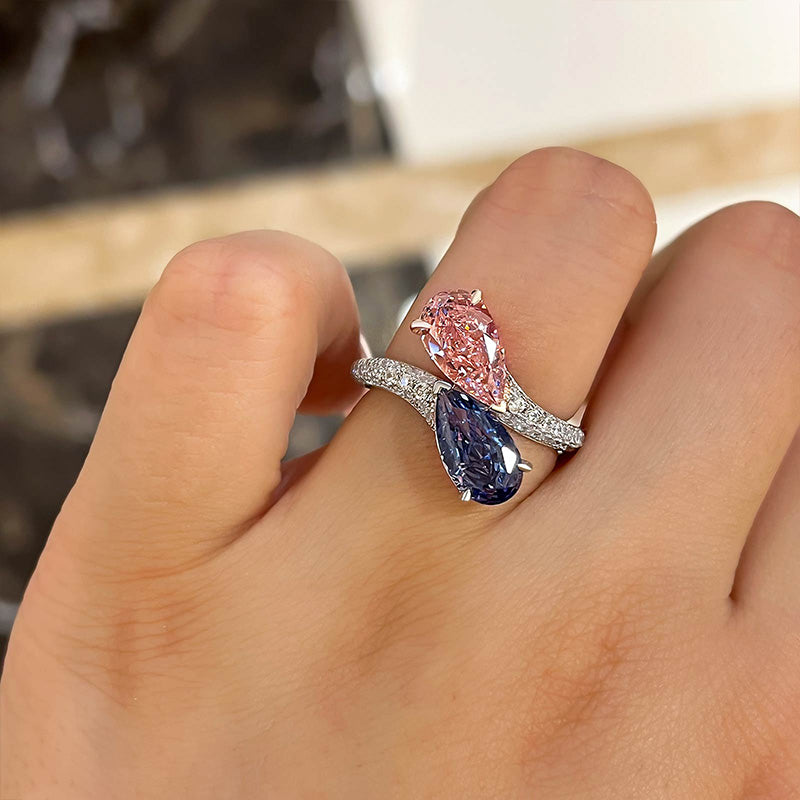 Stylishwe ゴージャス  ツートーン 4.0カラット 合成サファイア  婚約指輪