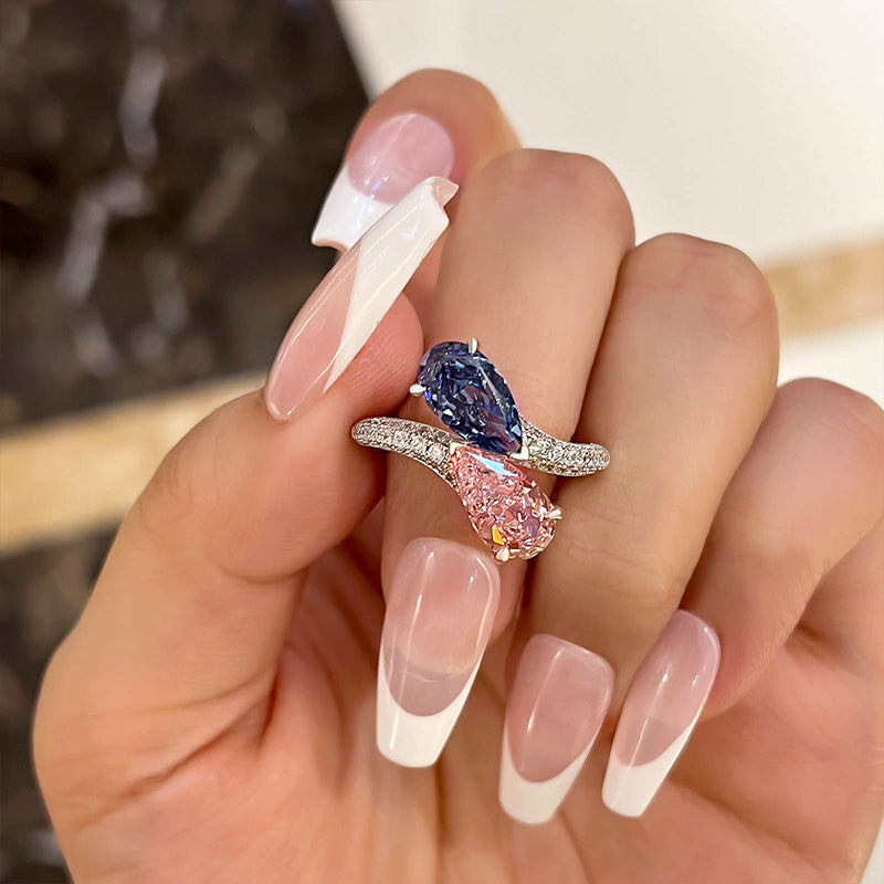 Stylishwe ゴージャス  ツートーン 4.0カラット 合成サファイア  婚約指輪