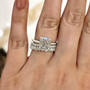 Stylishwe  3.0カラット ホワイトゴールド クッションカット 指輪セット