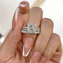 Stylishwe  3.0カラット ホワイトゴールド クッションカット 指輪セット