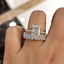 Stylishwe 3.3 Carat Radiant Cut &amp; Emerald Cut Sterling Silver Ring Set 