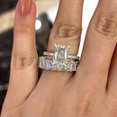 Stylishwe 3.3 Carat Radiant Cut &amp; Emerald Cut Sterling Silver Ring Set 