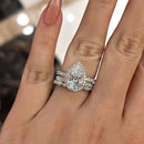 Stylishwe 2.2カラット ペアーカット ホワイトサファイア セットリング スターリングシルバー