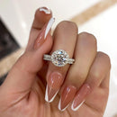 Stylishwe 2.0カラット ヘイロー ラウンドカット シルバー 指輪セット