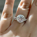 Stylishwe 2.0カラット ヘイロー ラウンドカット シルバー 指輪セット