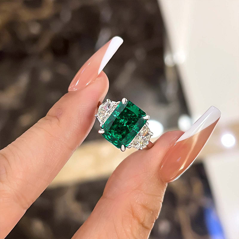 Stylishwe 豪華 5.0カラット パライバトルマリン ラディアントカット 3 ストーン レディース 婚約指輪