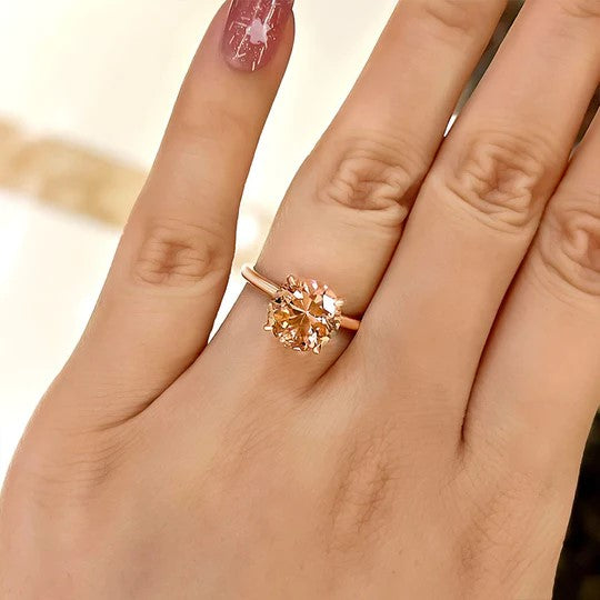 Stylishwe 2.0カラット モルガナイト ローズゴールド  ラウンドカット 婚約指輪