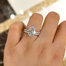 Stylishwe 3.50カラット クラシック オーバルカット 指輪セット スターリングシルバー