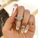 Stylishwe 3.50カラット クラシック オーバルカット 指輪セット スターリングシルバー