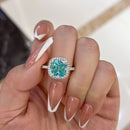 Stylishwe 5.0 Carat Halo Cyan Blue Cushion Cut Engagement Ring 