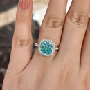 Stylishwe 5.0 Carat Halo Cyan Blue Cushion Cut Engagement Ring 