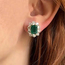 Stylishwe 4.5カラット ヘイロー エメラルドカット スタッド ピアス