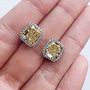 Stylishwe 3.5カラット クッションカット イエローサファイア スタッドピアス