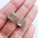 Stylishwe 3.5カラット クッションカット イエローサファイア スタッドピアス
