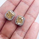 Stylishwe 3.5カラット クッションカット イエローサファイア スタッドピアス