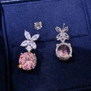 Stylishwe 2.0ct Elegant Round Cut Pink Sapphire Drop Earrings