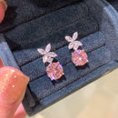 Stylishwe 2.0ct Elegant Round Cut Pink Sapphire Drop Earrings