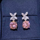 Stylishwe 2.0ct Elegant Round Cut Pink Sapphire Drop Earrings