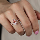 Stylishwe 2.2カラット ヘイロー ペアーカット 合成モルガナイト リング