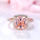 Stylishwe ローズゴールド クッションカット 合成モルガナイト ヘイロー 婚約指輪 スターリングシルバー - stylish we