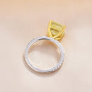 Stylishwe 3.0カラット ラディアントカット 合成イエローサファイア 婚約指輪