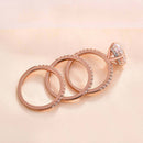 Stylishwe 3.5ct Classic Rose Gold Oval Cut 3PCS Ring Set 