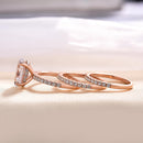 Stylishwe 3.5ct Classic Rose Gold Oval Cut 3PCS Ring Set 