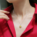 Stylishwe 1.0カラット ヘイロー ラウンドカット イエローモアサナイト ネックレス