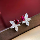 Stylishwe 1.25カラット 合成ガーネット スターリングシルバー  ツートン スタッドピアス