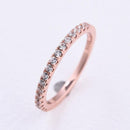 Stylishwe ファッション ローズゴールド 0.3カラット ラウンドカット ダイヤモンドクリア バーセッティング 結婚指輪 スターリングシルバー - stylish we