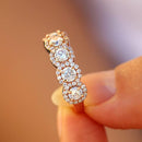 Stylishwe ピンクゴールド 1.8カラット ラウンドカット ハーフエタニティリング