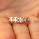 Stylishwe ピンクゴールド 1.8カラット ラウンドカット ハーフエタニティリング