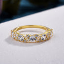 Stylishwe 1.5ct Emerald Cut &amp; Round Cut Half Eternity Ring 