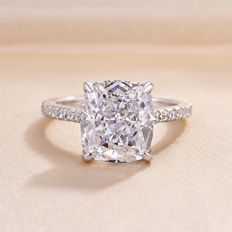 Stylishwe 4.5 Carat Cushion Cut Diamond Clear Engagement Ring
