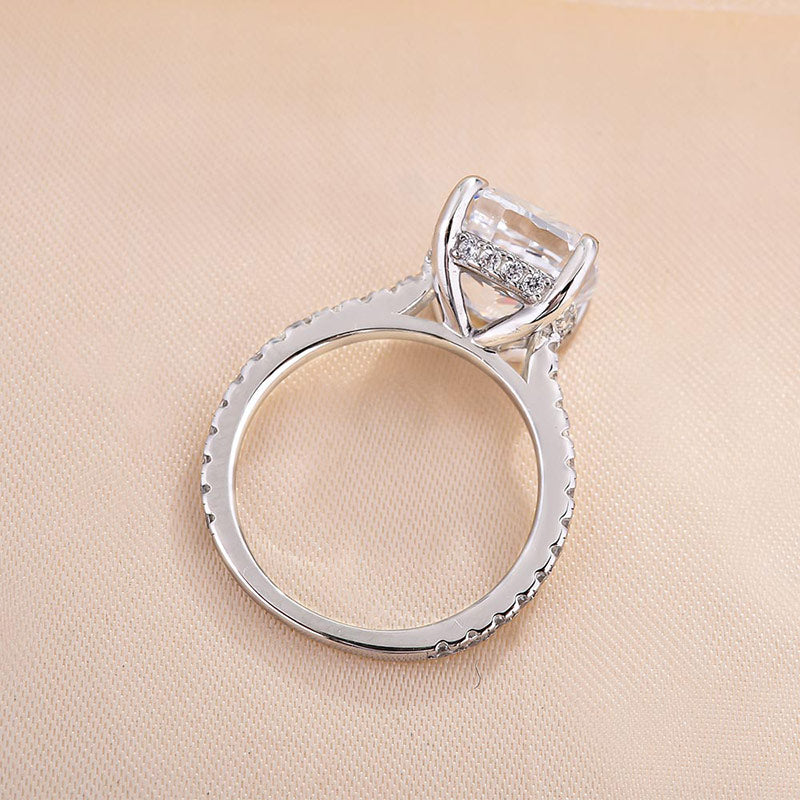 Stylishwe 4.5 Carat Cushion Cut Diamond Clear Engagement Ring